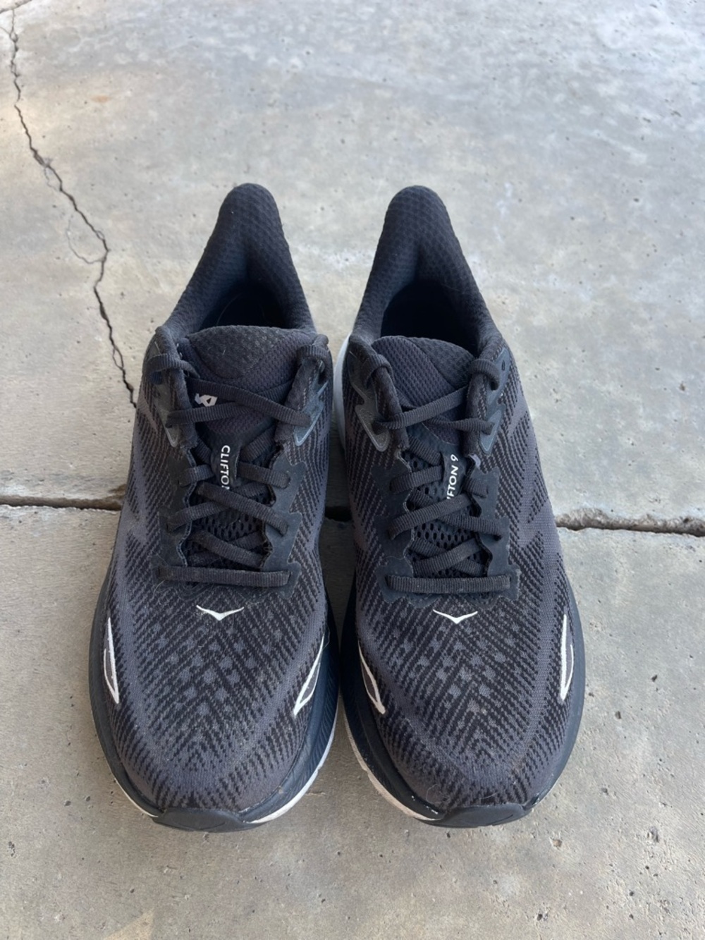 Hoka One One Clifton 9 Men’s Running Shoes Size 9B Black And White Lace Up - Picture 3 of 7
